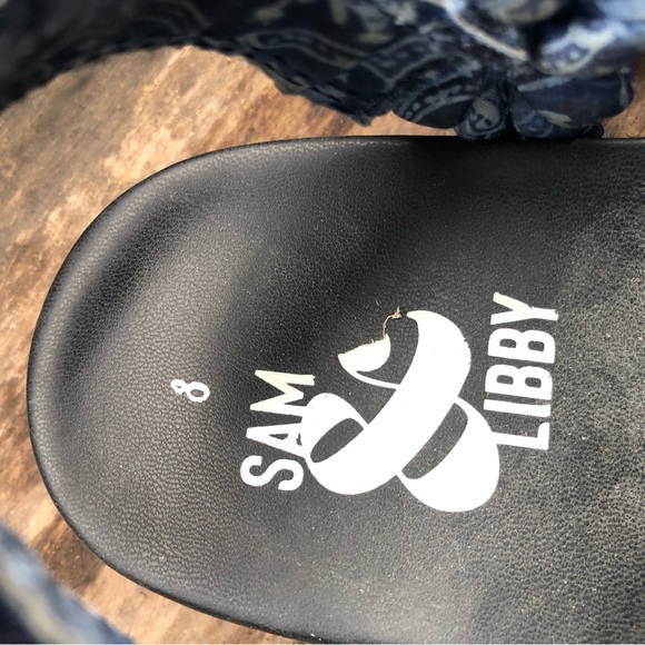 Sam & Libby Women's Multi Blue Fabric Sandal Rubber Sole Adjustable Strap Size 8 - Picture 10 of 11